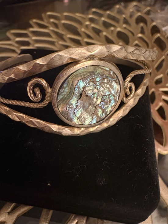 Jewelry - Vintage  Silver Cuff Bracelet with Abalone Shell